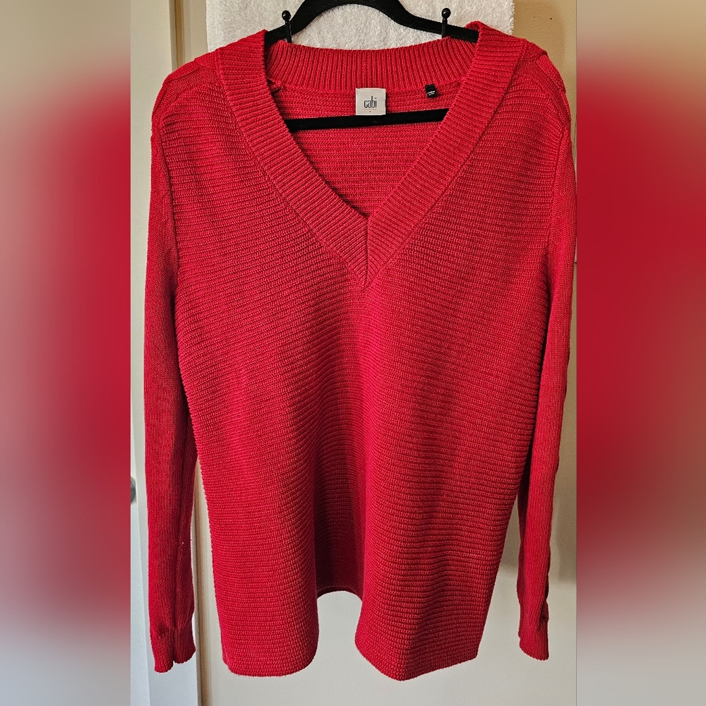 CAbi Vibrant Red V-Neck Sweater